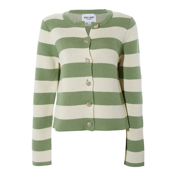 VELVET HEART Women's Stripe Cardigan Size S In Ivory Multi - Picture 1 of 15